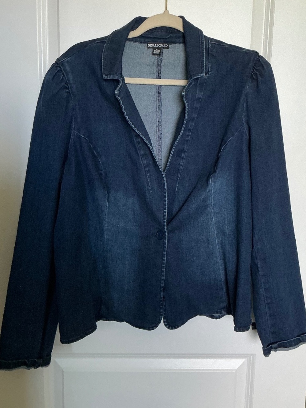 Nina Leonard Denim Blazer, XL